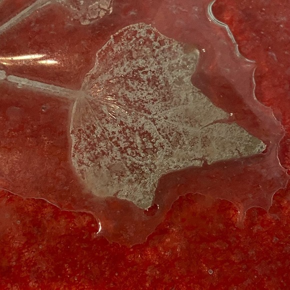 Vintage Autumn Art Glass Paperweight Red Felt Maple Leaves Paperweight Decor - Picture 4 of 7